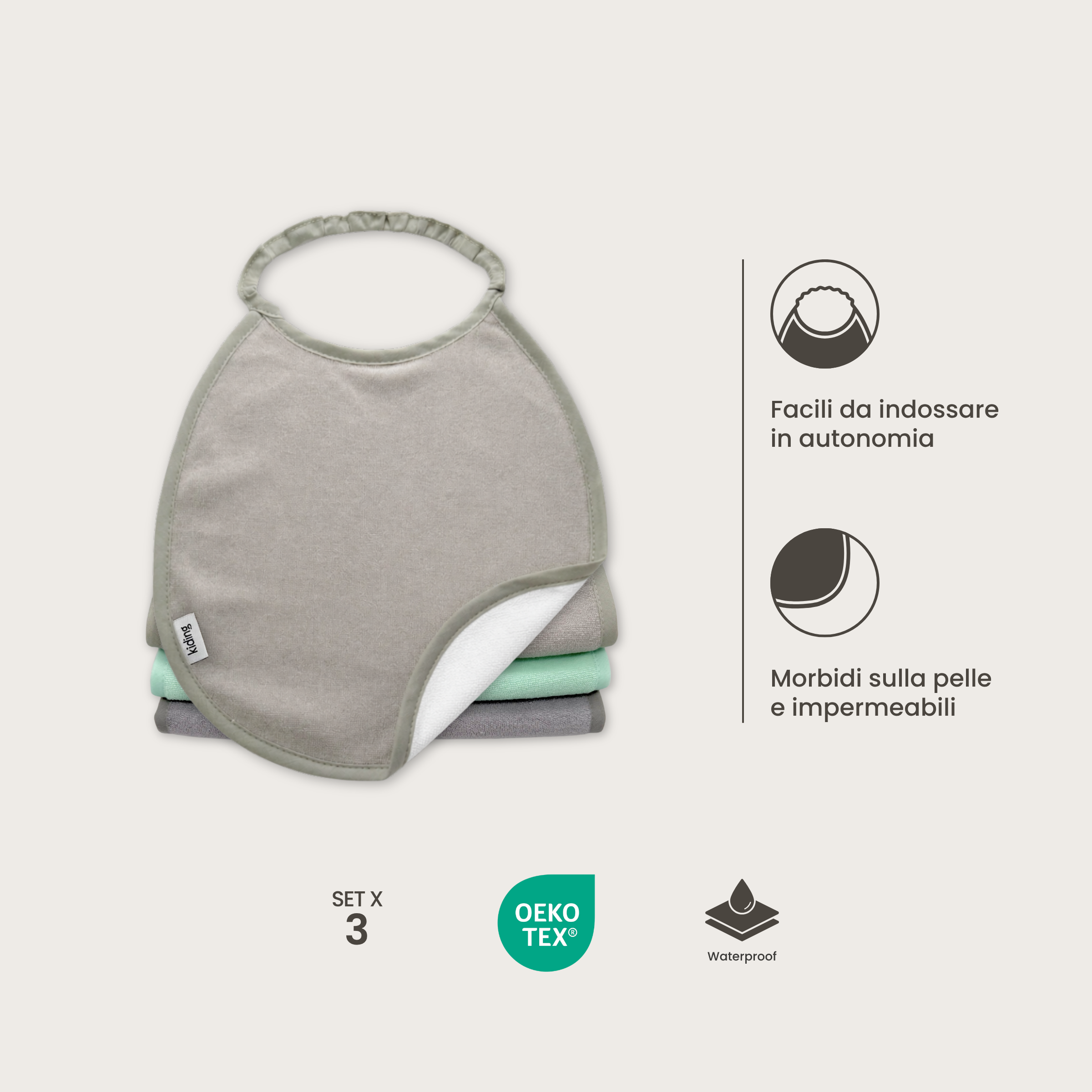 Bibs with elastic - Set of 3